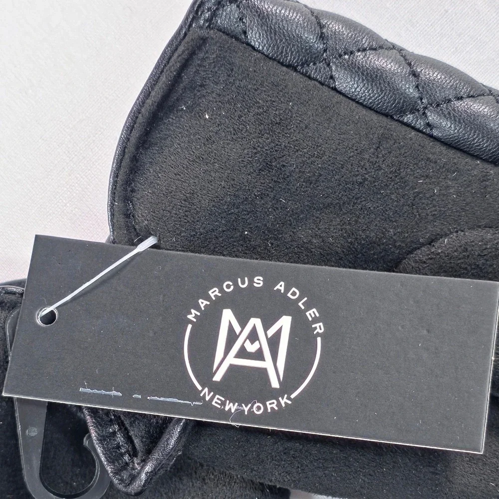 Marcus Adler Women Gloves One Size Black Quilted Faux Leather Touchscreen NWT